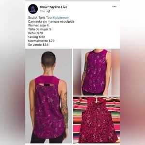 Sculpt Tank Top #lululemon 
Camiseta sin mangas esculpida 
Women size 4